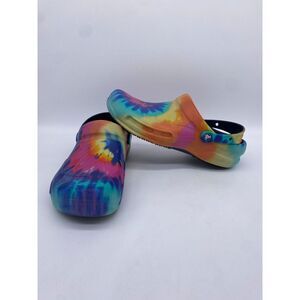 Crocs Clogs Mens Tie Dye Bistro Rainbow Graphic Shoes‎ Size 12 Multicolor NEW